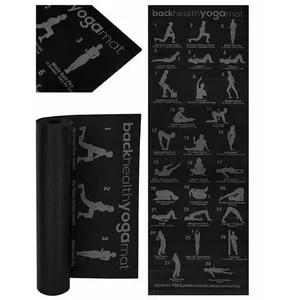 Riff PVC Коврик для фитнеса / йоги с планом упражнений 173x61cm Black