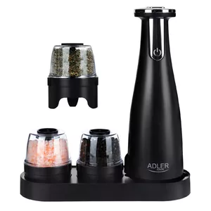 Adler Electric Salt and pepper grinder AD 4449b 7 W, Housing material ABS plastic, Lithium, Matte Black
