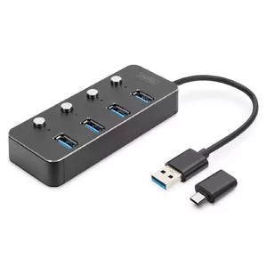 Digitus DA-70247 хаб-разветвитель USB 3.2 Gen 1 (3.1 Gen 1) Type-A 5000 Мбит/с Серый