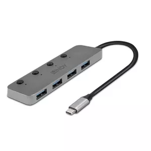 Lindy 43383 хаб-разветвитель USB 3.2 Gen 1 (3.1 Gen 1) Type-C 5000 Мбит/с Серый