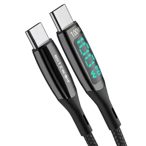 Кабель USB-C - USB-C BlitzWolf BW-TC23, с дисплеем, 100 Вт, 1,8 м (черный)