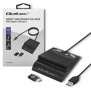 Считыватель смарт-карт Qoltec + адаптер USB-C SCR-0636