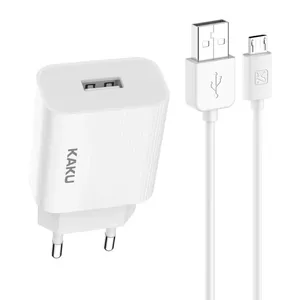 Kaku KSC-314 EU USB Sockets 2.4A Mains Charger + for Micro-USB 1m Cable White