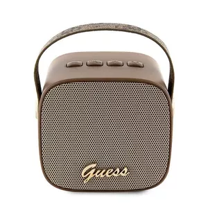 Guess głośnik Bluetooth GUWSB2P4SMW Speaker mini brązowy|bown 4G Leather Script Logo with Strap
