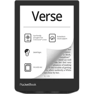 PocketBook Verse e-grāmatu lasītājs 8 GB Wi-Fi Melns, Sudrabs