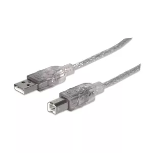 Manhattan 333405 USB kabelis 1,8 m USB 2.0 USB A USB B Sudrabs