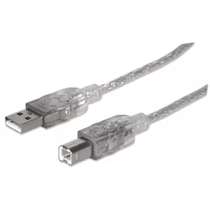 Manhattan 340458 USB kabelis 3 m USB 2.0 USB A USB B Sudrabs