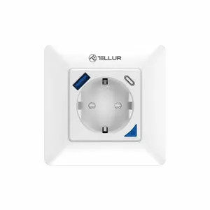 Tellur Smart WiFi sienas kontaktdakša 3600W 16A, PD20W, USB 18W, enerģijas nolasīšana, balta