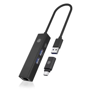 ICY BOX IB-HUB1439-LAN Проводная USB 3.2 Gen 1 (3.1 Gen 1) Type-A Черный