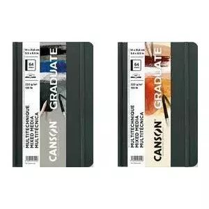 Скетчбук CANSON GRADUATE Mixed Media, 140 x 216 мм черный, 32 листа, бумага 220 гсм, серая бумага, твердый переплет - 1 штука (C31200L033)