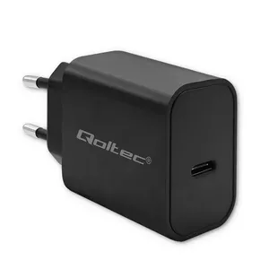 Qoltec 52376 зарядное устройство для мобильных устройств Ноутбук, Портативная игровая консоль, Зарядный банк, Смартфон, Умные часы, Планшет Черный Кабель переменного тока, USB Быстрая зарядка Для помещений