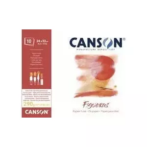 Блокнот для чертежной бумаги CANSON "Figueras", 210 x 297 мм, 290 гсм 10 листов, текстура лен, проклеен по короткой стороне, для - 1 шт. (C31085P001)