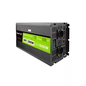Green Cell Przetwornica napicia PowerInverter LCD 48 V 5000W/10000W Przetwornica samochodowa z wywietlaczem - czysty sinus 10 kilovoltampērs Melns