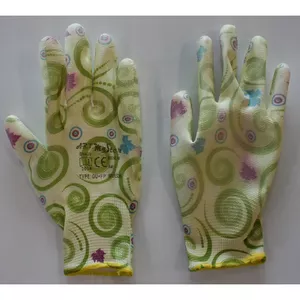 Садовые перчатки из полиэстера с полиуретановым покрытием Размер 7. с рисунком
