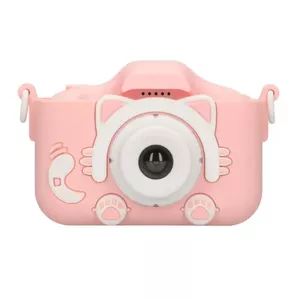 CP X5 Kids HD 1080p Digital Photo & Video Camera with Rubber Case MicroSD card slot 2'' LCD Pink Cat