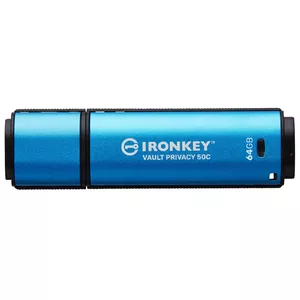 Kingston Technology IronKey Vault Privacy 50 USB флеш накопитель 64 GB USB Type-C 3.2 Gen 1 (3.1 Gen 1) Черный, Синий