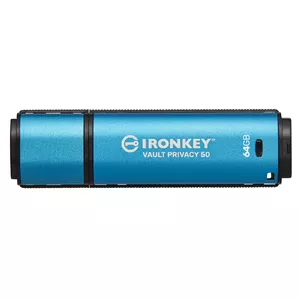 Kingston Technology IronKey Vault Privacy 50 USB флеш накопитель 64 GB USB тип-A 3.2 Gen 1 (3.1 Gen 1) Черный, Синий