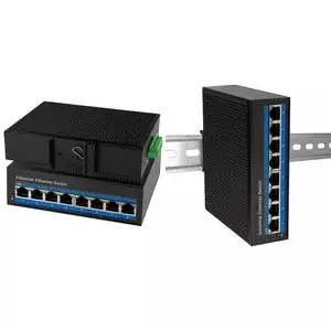 Промышленный гигабитный Ethernet-коммутатор LogiLink, 8 портов 10/100/1000 Base-TX RJ45, Plug &amp; Play, черный металлический корпус - 1 штука (NS203)