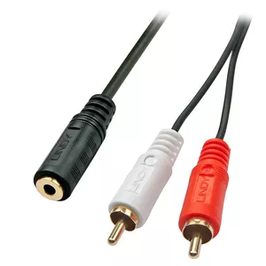 Lindy 35677 audio kabelis 0,25 m 2 x RCA 3.5mm Melns, Sarkans, Balts