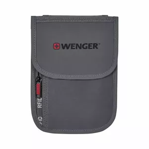 Wenger/SwissGear 611878 naudas maks, karšu maks un ceļošanas dokumentu turētājs Kakla soma Pelēks