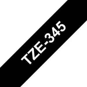 Brother TZE-345 этикеточная лента Белый на черном
