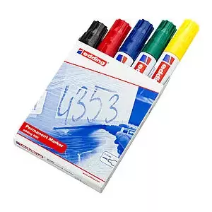 Edding 800 перманентная маркер Скошенный наконечник Черный, Синий, Зеленый, Красный, Желтый 5 шт