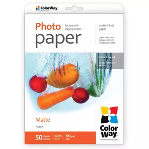 Матовая фотобумага ColorWay, 50 листов, 10x15, 190 г/м²
