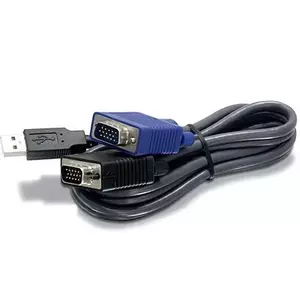 Trendnet 2.8m USB/VGA KVM tastatūras video peles (KVM) kabelis Melns 2,8 m