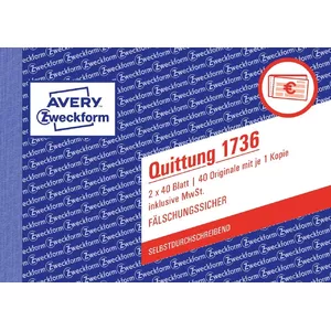 Avery 1736 бухгалтерский бланк/книга A6 40 страниц