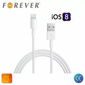 Forever USB Datu un uzlādes Kabelis uz Lightning iPhone 5 5S 6 iPhone SE Balts 3m (MD818 Analogs) (EU Blister)