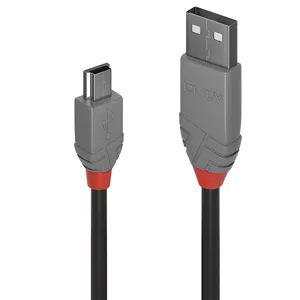 Lindy 36722 USB кабель 1 m USB 2.0 USB A Mini-USB B Черный, Серый