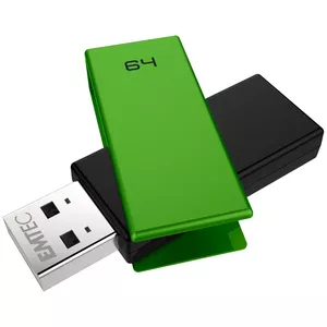 Emtec C350 Brick 2.0 USB флеш накопитель 64 GB USB тип-A Черный, Зеленый