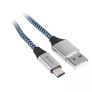 Tracer TRAKBK46266 USB кабель 1 m USB 2.0 USB C USB A Черный, Синий, Серебристый