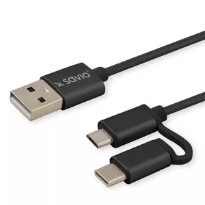 Savio CL-128 USB кабель 1 m USB 2.0 USB A USB C/Micro-USB A Черный