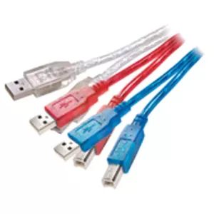 Vivanco 22854 USB kabelis 1,5 m USB 2.0 USB A USB B Zils, Sarkans, Caurspīdīgs