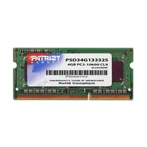 Patriot Memory 4GB DDR3 SODIMM atmiņas modulis 1 x 4 GB 1333 MHz