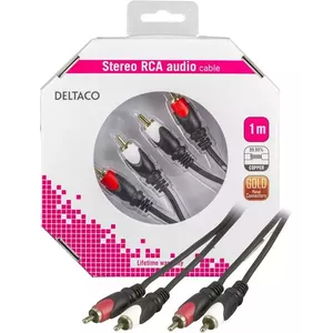 Deltaco MM-109-K audio kabelis 1 m 2 x RCA Melns