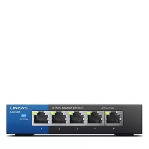 Linksys LGS105 Неуправляемый L2 Gigabit Ethernet (10/100/1000) Черный, Синий