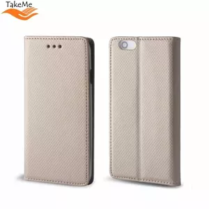 TakeMe Smart Magnetic Fix Book Case without clip Samsung Galaxy Xcover 4s (G398F) Gold