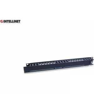 Intellinet 19'' 1U Cable Management Panel with Cover, Steel/PVC, Black