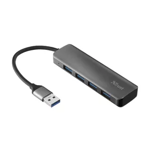 Trust Halyx Aluminium 4-Port USB 3.2 Hub USB 3.2 Gen 1 (3.1 Gen 1) Micro-B Pelēks