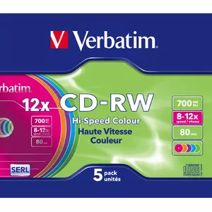 Verbatim CD-RW Colour 12x 700 MB 5 шт