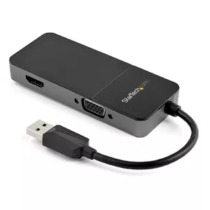 StarTech.com USB32HDVGA USB grafiskais adapteris 3840 x 2160 pikseļi Melns, Sudrabs