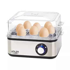 Adler AD 4486 яйцеварка 8 яйца 800 W Черный, Атласная сталь, Прозрачный