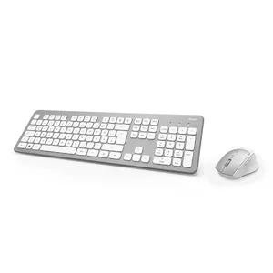 Hama KMW-700 клавиатура Мышь входит в комплектацию Беспроводной RF QWERTZ Немецкий Серебристый, Белый