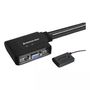 iogear 2-Port USB KVM Switch (KVM) tastatūras/video/peļu pārslēgšanas mehānisms Melns