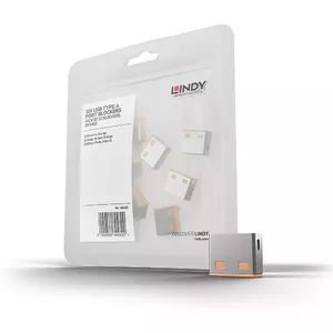 Lindy 40463 porta bloķētājs USB Type-A Oranžs Akrilonitrilbutadiēnstirēnterpolimēra (ABS) 10 pcs