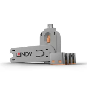Lindy 40453 заглушка для порта Port blocker + key USB тип-A Оранжевый АБС-пластик 5 шт