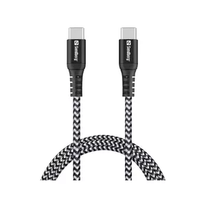 Sandberg Survivor USB-C- USB-C Cable 1M USB kabelis USB 2.0 USB C Melns, Pelēks