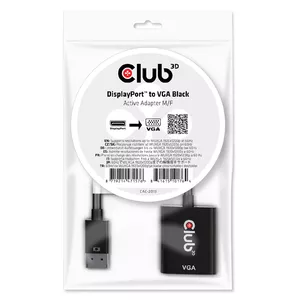 CLUB3D CAC-2013 video kabeļu aksesuārs 0,228 m Displayport VGA Melns